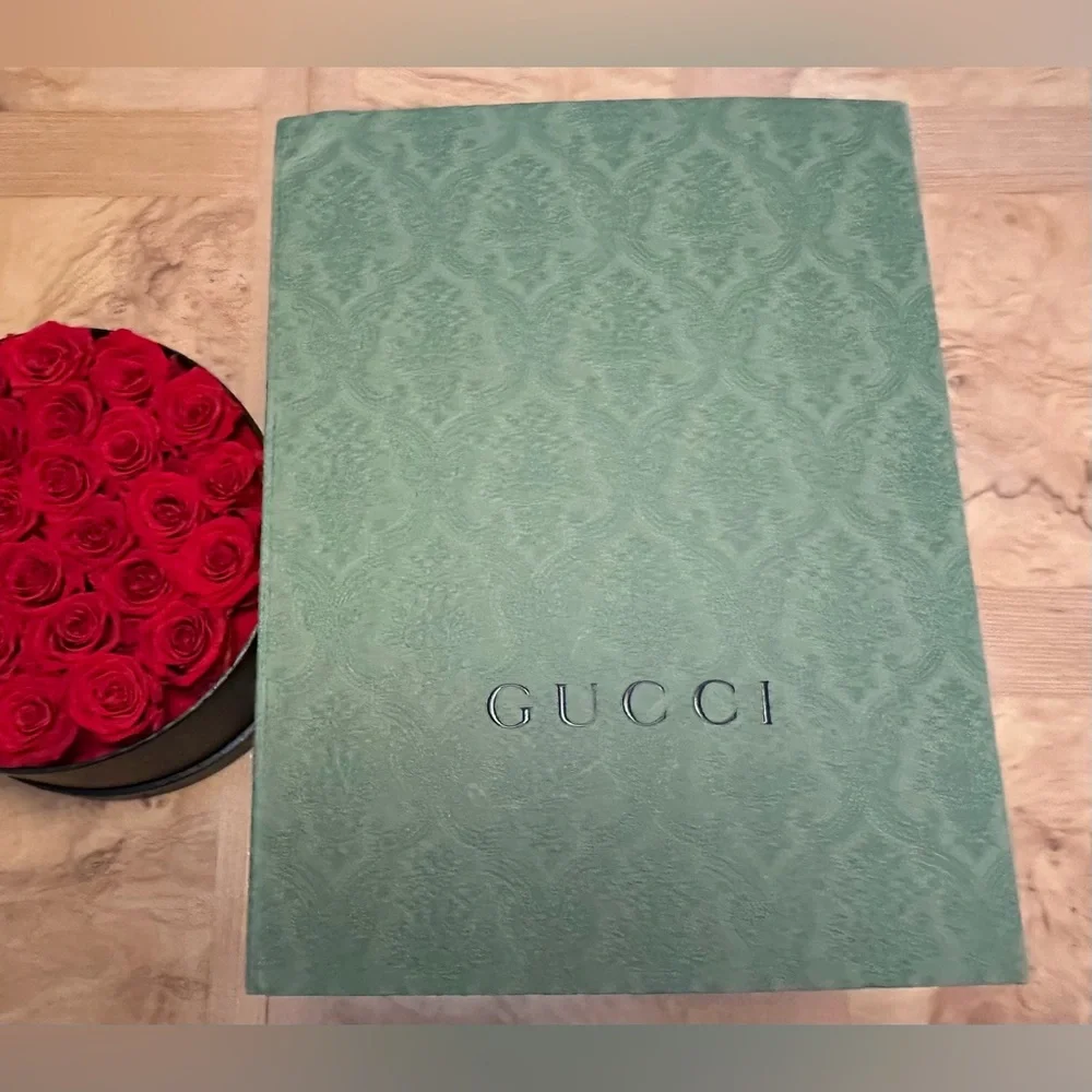 Authentic Gucci Double G Men’s Black Football Bag with Brown Monogram Interior